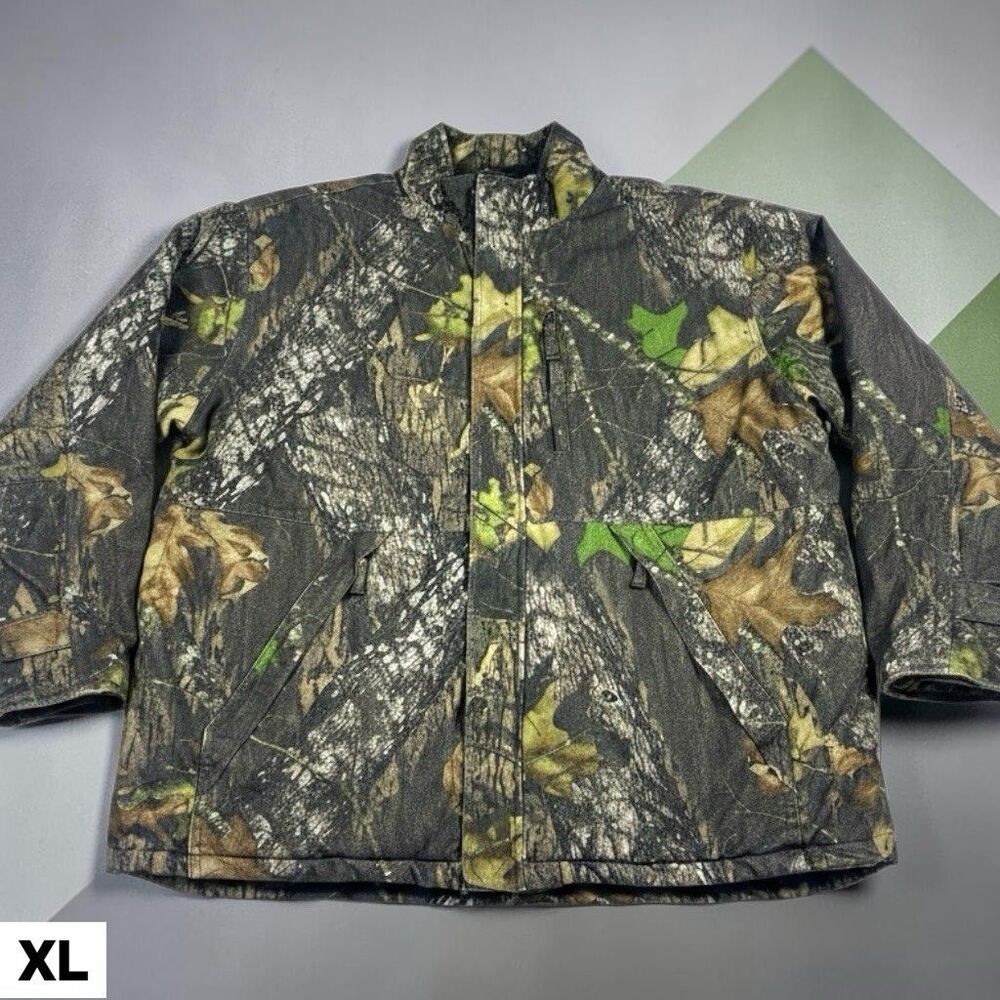 10x Camo Jacket Mens XL Brown Green Hunting Lined Camouflage Coat Mossy Oak